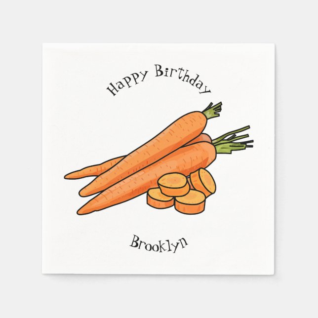 Carrot cartoon illustration napkins (Front)