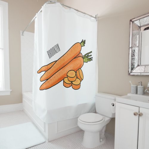 Carrot cartoon illustration shower curtain