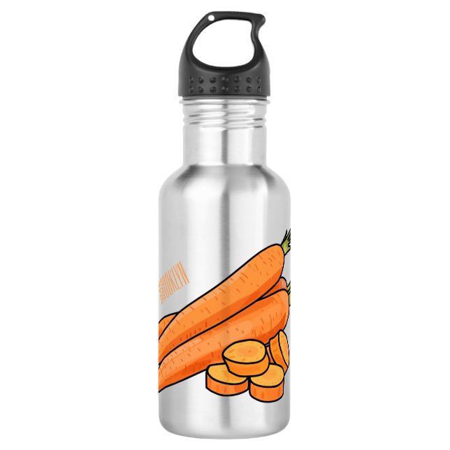 Carrot cartoon illustration stainless steel water bottle (Front)