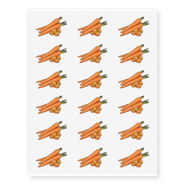 Carrot cartoon illustration temporary tattoos (Front)