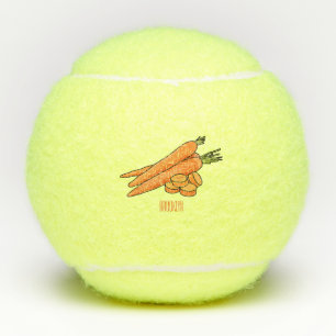 Carrot cartoon illustration tennis balls