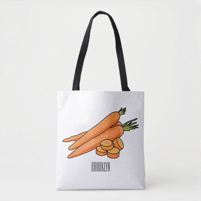 Carrot cartoon illustration tote bag (Front)