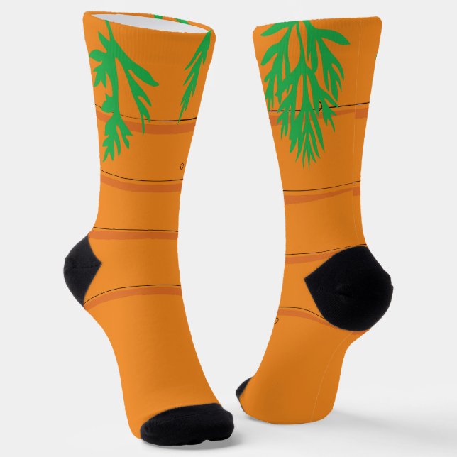 Carrot Cartoon Orange Vegetable Socks (Angled)