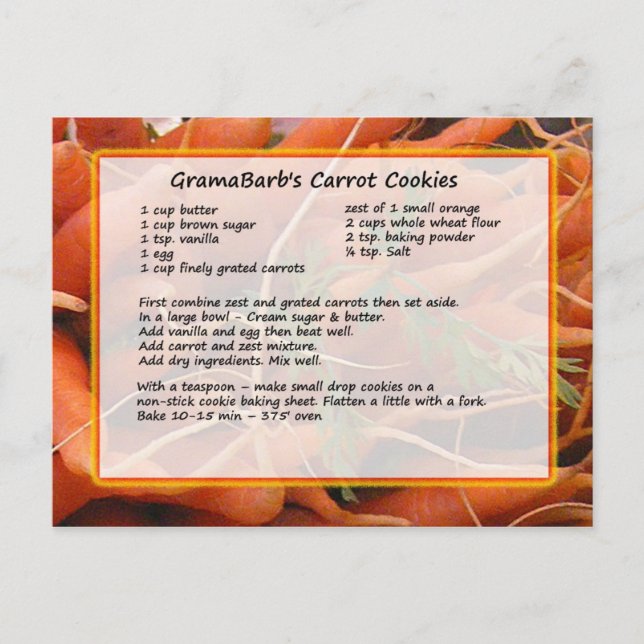 Carrot Cookies Recipe Postcard (Front)