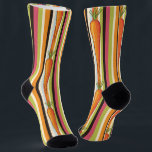 Carrot Craze - Vibrant Vegan Striped Pattern Socks<br><div class="desc">Celebrate your love for veggies with our "Carrot Craze" socks! Featuring a bold and playful pattern of bright orange carrots against a backdrop of colorful stripes, these socks are perfect for vegans, vegetarians, and anyone who enjoys a healthy lifestyle. Whether you're heading to a farmer's market, enjoying a vegan brunch,...</div>