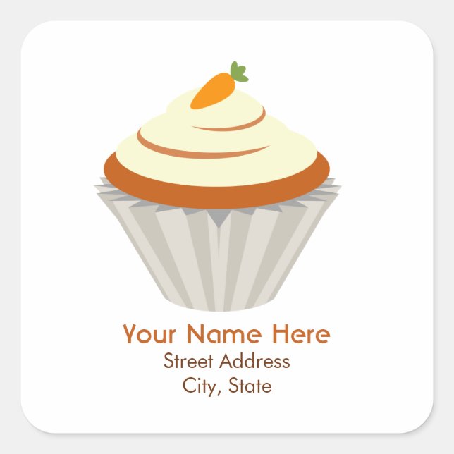 Carrot Cupcake Address Sticker (Front)