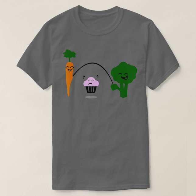 Carrot Cupcake Broccoli Funny Jump Rope Fitness  T-Shirt (Design Front)