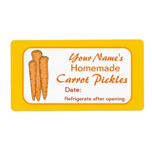 Carrot Custom Pickle Jar Labels Personalized