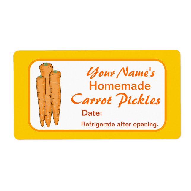 Carrot Custom Pickle Jar Labels Personalized (Front)
