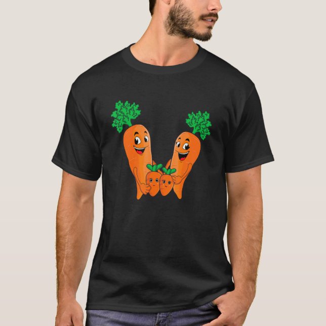 Carrot Family Vegetable Vegetarian Vegan Farming T-Shirt (Front)