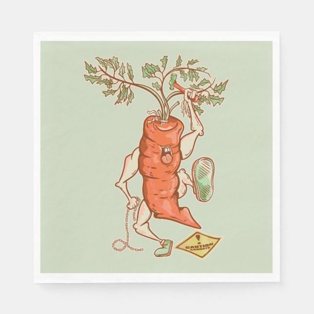 Carrot fighting Funny vegetable Napkins (Front)