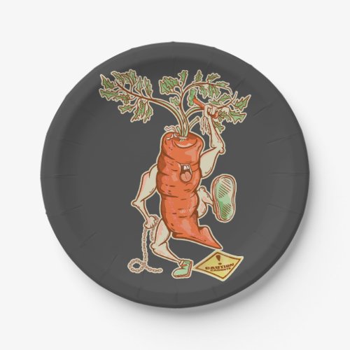 Carrot fighting Funny vegetable Paper Plates