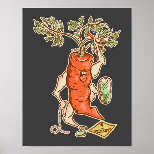 Carrot fighting Funny vegetable Poster