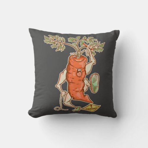 Carrot fighting Funny vegetable Throw Pillow