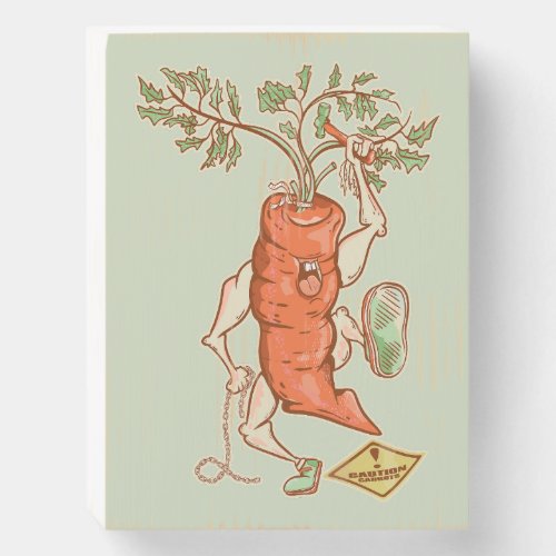 Carrot fighting Funny vegetable Wooden Box Sign