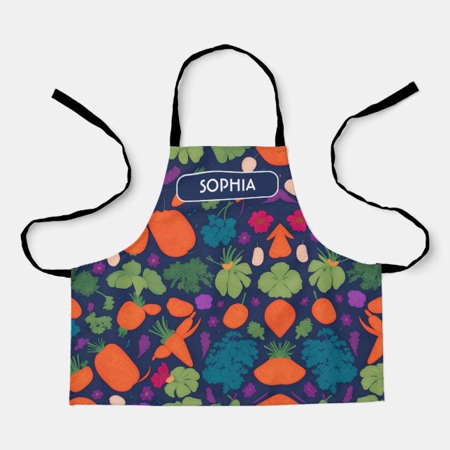 Carrot Floral Colorful Personalized Pattern Apron (Front)