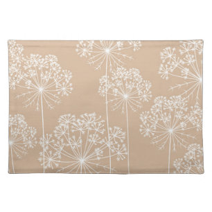 Carrot Flower Silhouette Soft Beige  Cloth Placemat