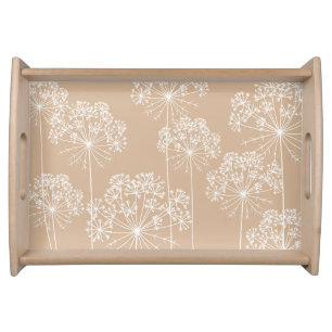 Carrot Flower Silhouette Soft Beige Serving Tray