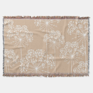 Carrot Flower Silhouette Soft Beige Throw Blanket