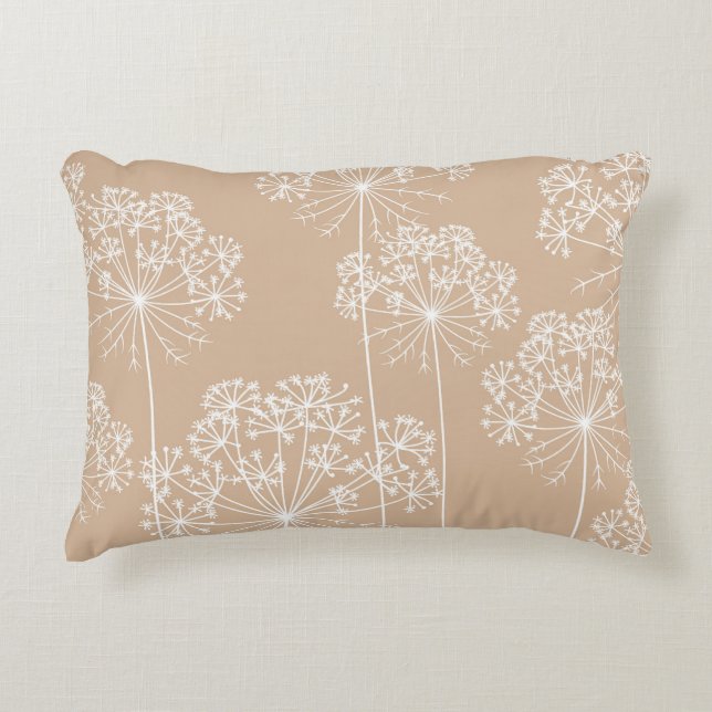 Carrot Flower Silhouette Soft Beige Throw Pillow (Front)