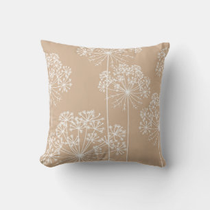 Carrot Flower Silhouette Soft Beige Throw Pillow