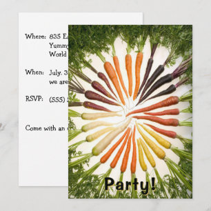 Carrot Garden Colorful Vegetable Rainbow Fun Party Invitation