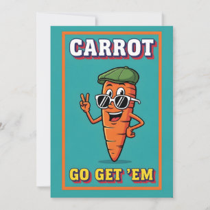 Carrot Go Get ’Em funny carrot pun motivational Thank You Card