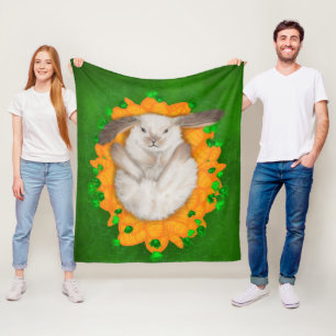 Carrot Haven: Brown and White Bunny's Blissful Bou Fleece Blanket