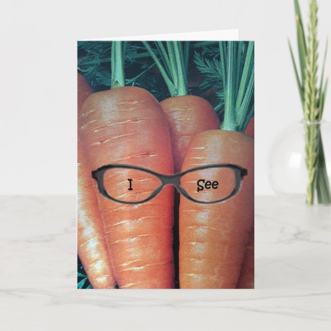 CARROT HUMOR ON MY TWIN'S BIRTHDAY CARD (Front)