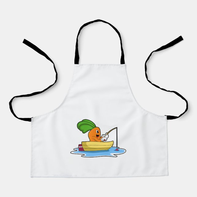 Carrot in Boat at Fishing with Fishing rod Apron (Front)