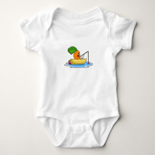 Carrot in Boat at Fishing with Fishing rod Baby Bodysuit