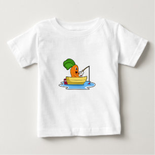 Carrot in Boat at Fishing with Fishing rod Baby T-Shirt