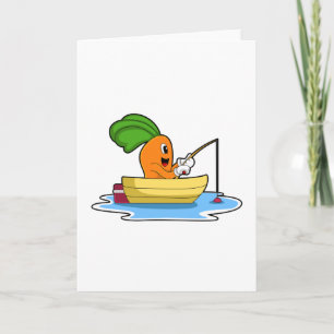 Carrot in Boat at Fishing with Fishing rod Card