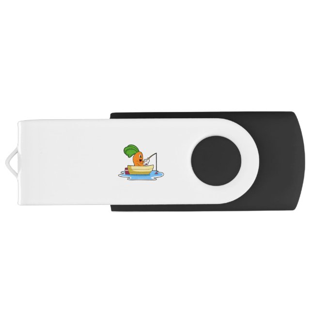 Carrot in Boat at Fishing with Fishing rod Flash Drive (Back)
