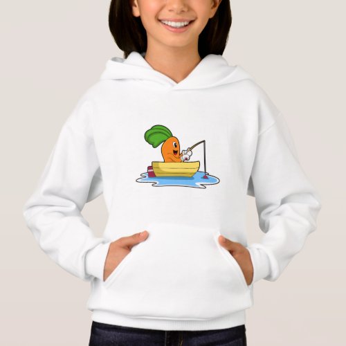 Carrot in Boat at Fishing with Fishing rod Hoodie