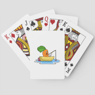 Carrot in Boat at Fishing with Fishing rod Poker Cards