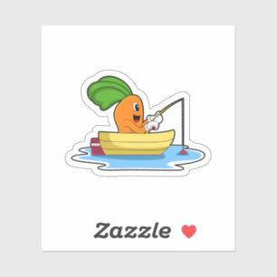 Carrot in Boat at Fishing with Fishing rod Sticker