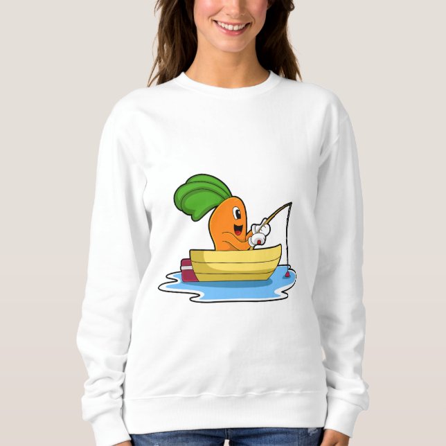 Carrot in Boat at Fishing with Fishing rod Sweatshirt (Front)