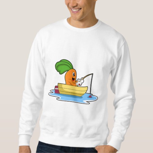 Carrot in Boat at Fishing with Fishing rod Sweatshirt