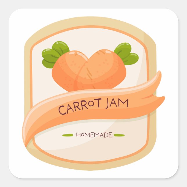 Carrot Jam Jar Square Label (Front)