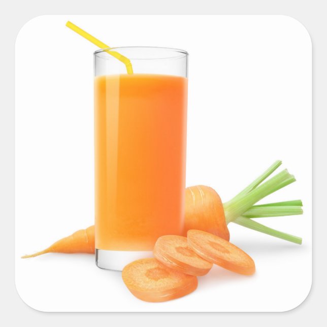 Carrot juice in a glass square sticker (Front)