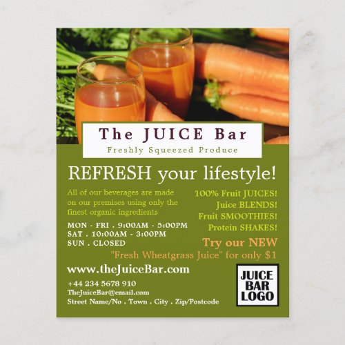 Carrot Juice Juice Bar Advertising Flyer