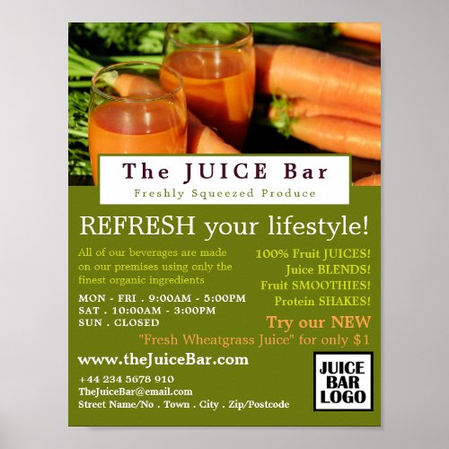 Carrot Juice Juice Bar Advertising Poster