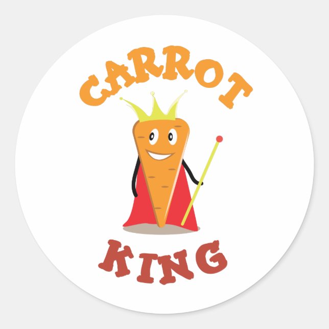 Carrot king royal vegetable crown illustration classic round sticker (Front)