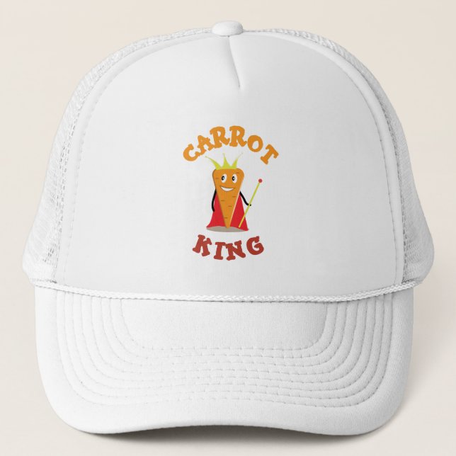 Carrot king royal vegetable crown illustration trucker hat (Front)