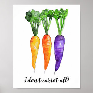 Carrot Kitchen Watercolour Art Print Pun