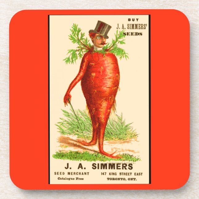 carrot man Victorian trade card Coaster (Front)
