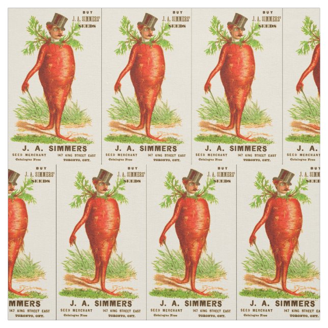 carrot man Victorian trade card Fabric (Swatch)