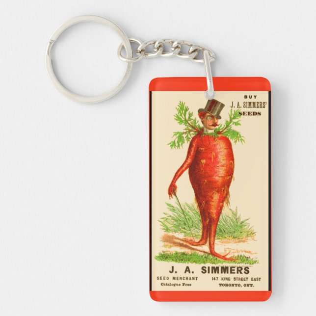 carrot man Victorian trade card Keychain (Front)