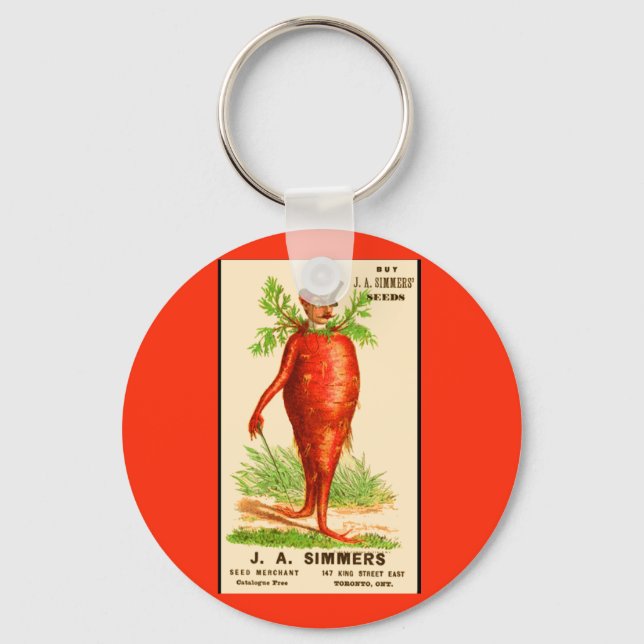 carrot man Victorian trade card Keychain (Front)